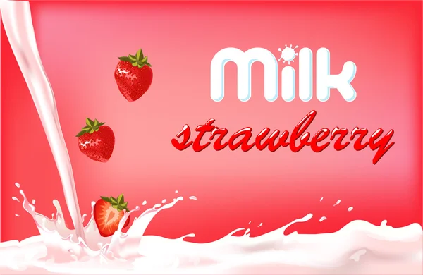 Süt çilek etiketleyin. vektör çizim