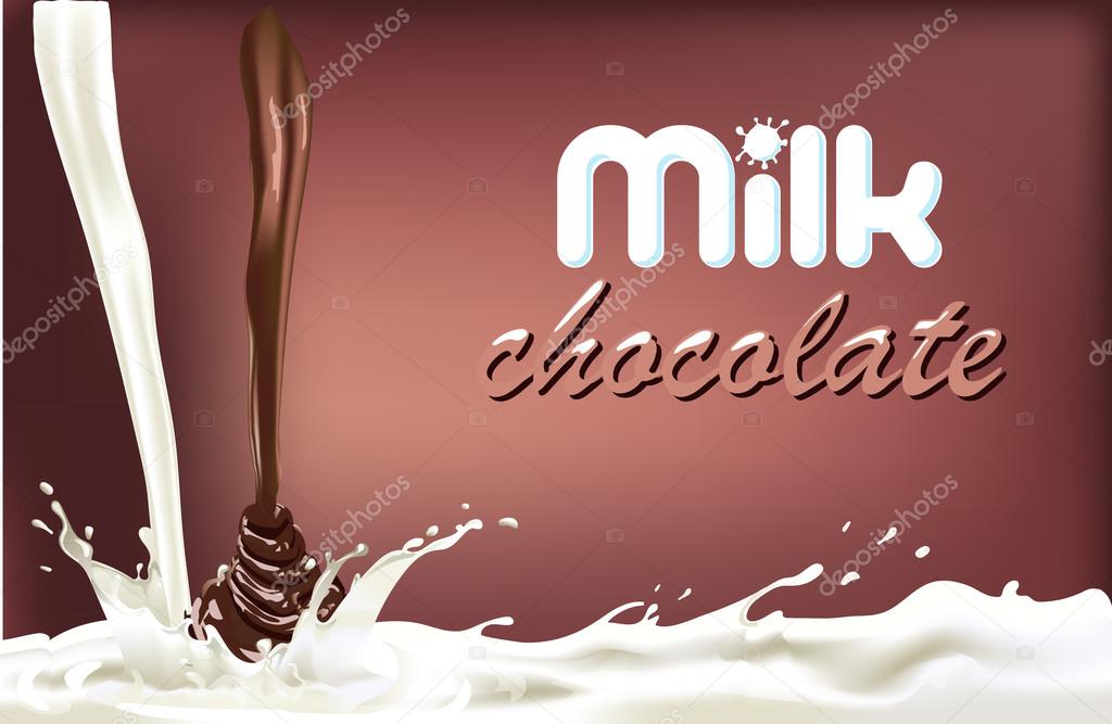 milk splash with piece of chocolate