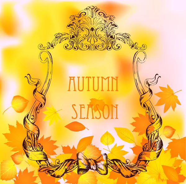 Autumn background, leaves yellowing postcard for your text — Stock Vector