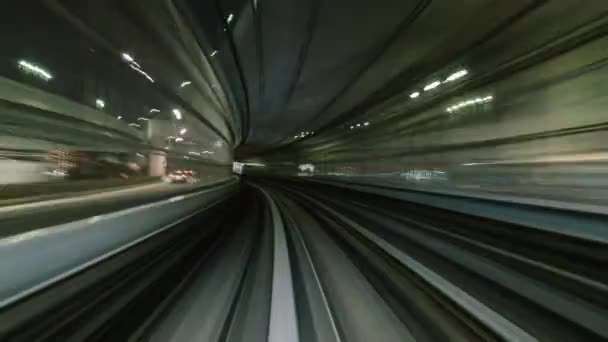 Punto Vista Hyperlapse Time Lapse Fast Train Travel Forward Yurikamome — Vídeos de Stock