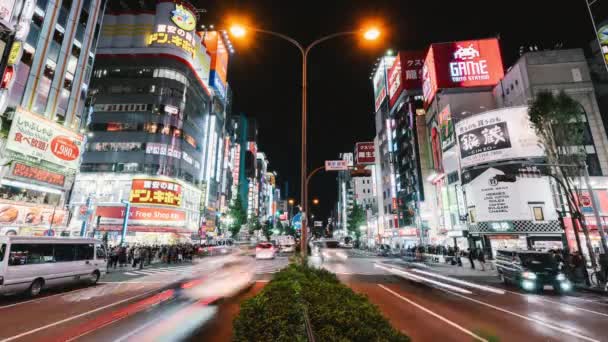 Time Lapse Car Traffic Transportation Crowded Asian People Cross Road — Vídeos de Stock