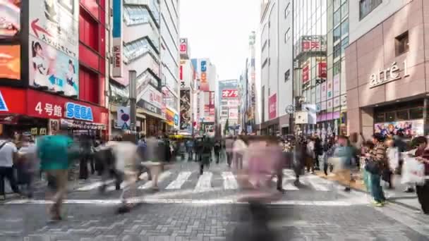 Tokió Japán 2019 November Utcán Sétáló Tömegek Időkiesése Tokiói Akihabarában — Stock videók