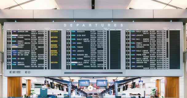 Singapur Singapur Şubat 2020 Changi Havaalanı Terminalindeki Varış Panosunda Varış — Stok video