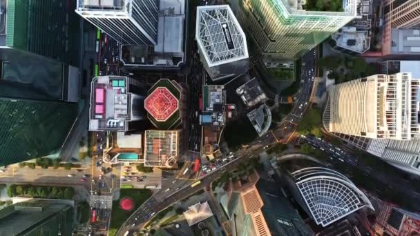 Grattacielo Edificio Torre Trasporto Auto Nel Quartiere Finanziario Affari Singapore — Video Stock