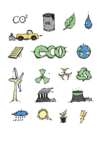 Iconos ecológicos set vector ilustración — Archivo Imágenes Vectoriales