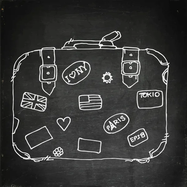 Çıkartmaları ile seyahat bavul — Stok Vektör