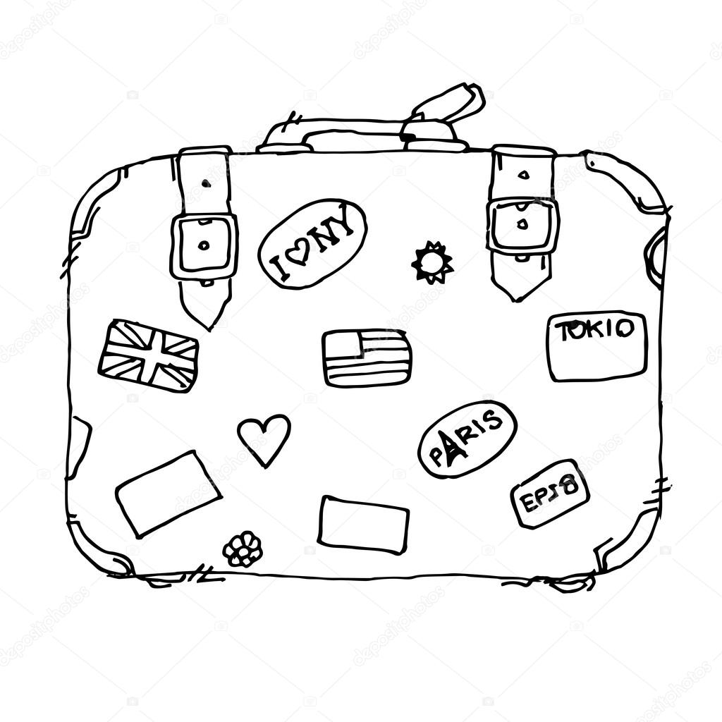 Travel suitcase with stickers