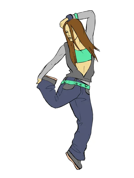 Chica bailando baile de freno — Vector de stock