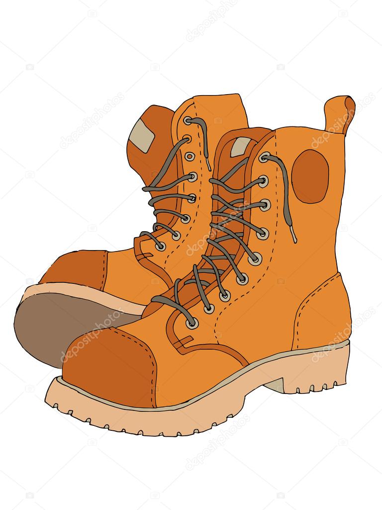 Boots icon illustration. Colorful hand drawn vector stock illustration