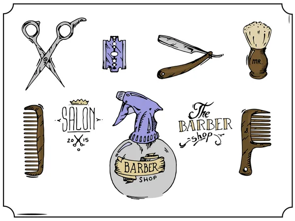 Outils vintage de salon de coiffure — Image vectorielle