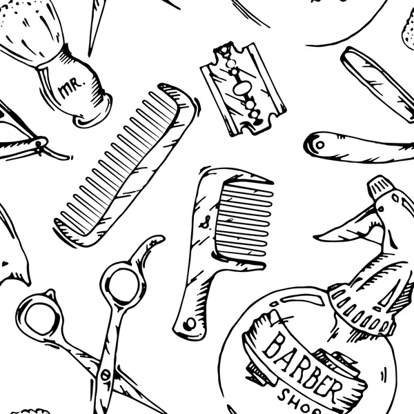 Strumenti vintage del negozio di barbiere — Vettoriale Stock
