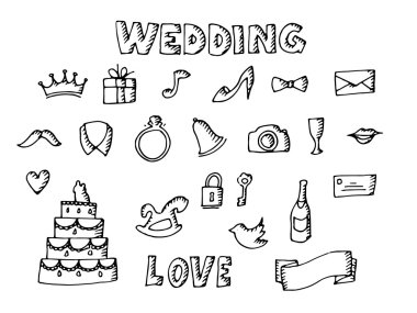 Düğün set illüstrasyon