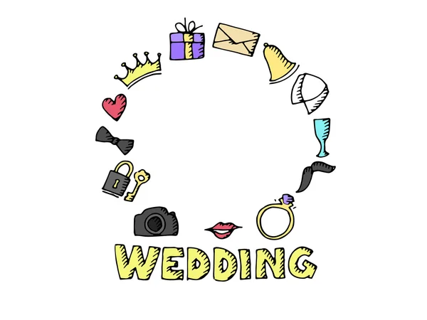 Svatební set ilustrace — Stockový vektor