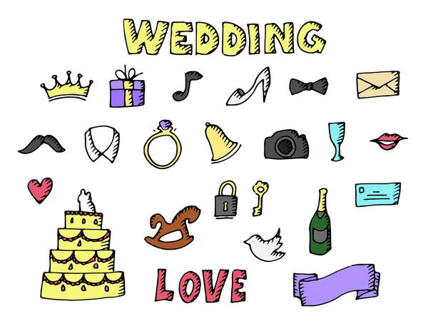 Svatební set ilustrace — Stockový vektor