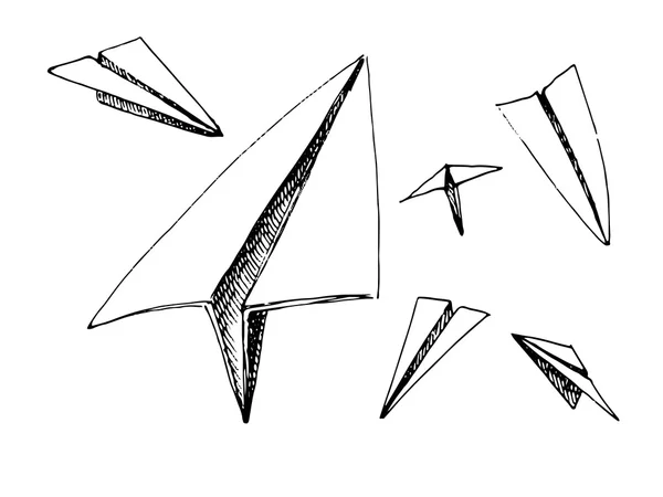 Бумажные самолеты . — стоковый вектор