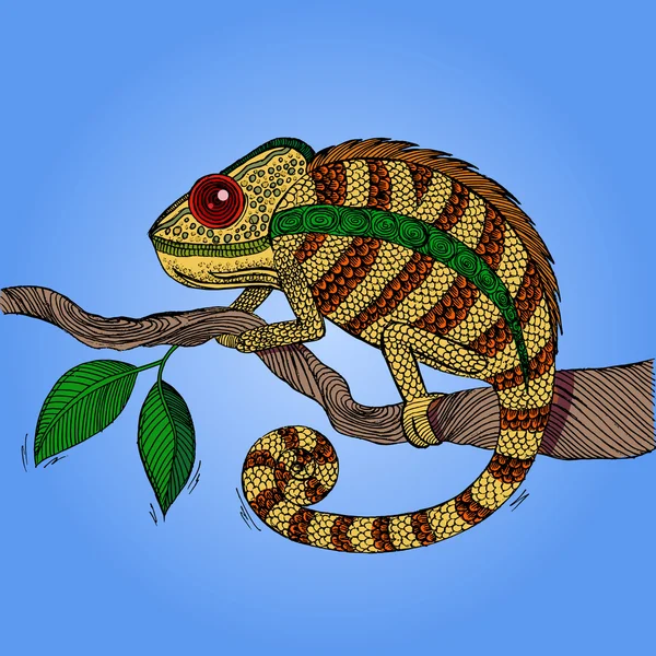 Chameleon hand getrokken — Stockvector