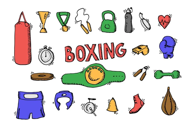 Conjunto de iconos de boxeo — Archivo Imágenes Vectoriales