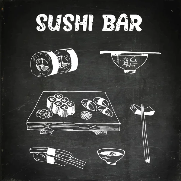 Sushi e rolos — Vetor de Stock