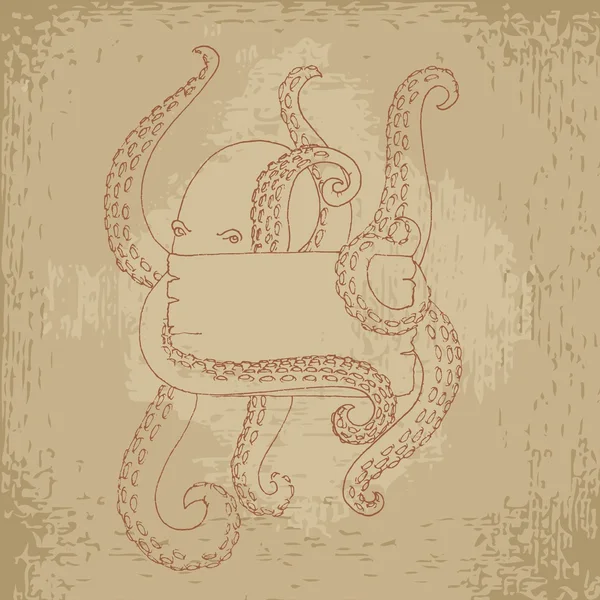 Octopus met blahk tabel — Stockvector