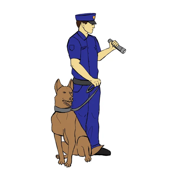 Officier de police avec chien — Image vectorielle