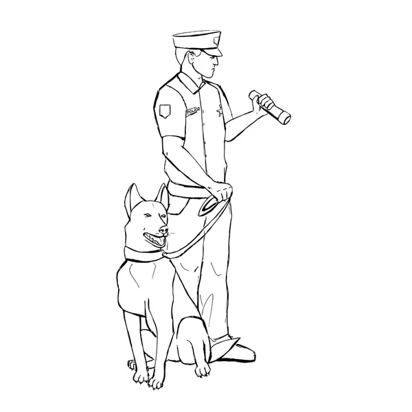 Officier de police avec chien — Image vectorielle