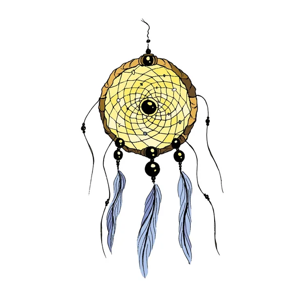 Dreamcatcher hand dras illustration — Stock vektor