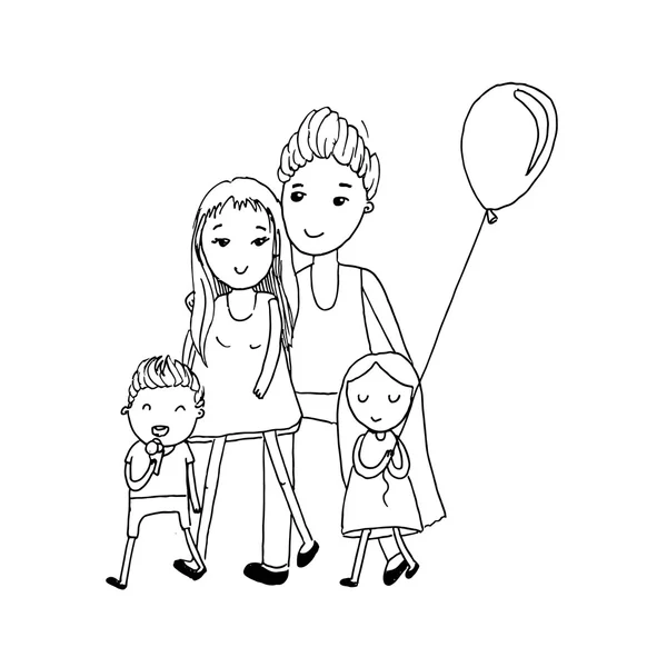 Boldog család gyerekekkel — Stock Vector