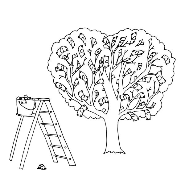 Illustrazione vettoriale albero denaro — Vettoriale Stock