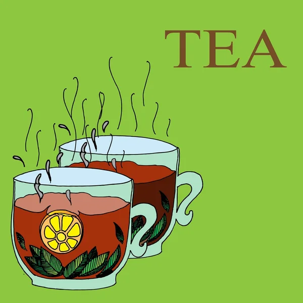 Чай с лимоном и мятой — стоковый вектор