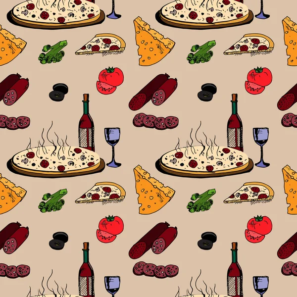Pizza con comida — Archivo Imágenes Vectoriales