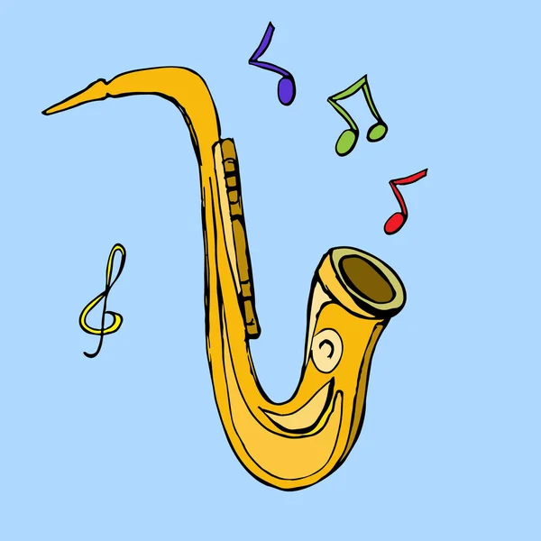 Klasyczny instrument złote saksofon — Wektor stockowy