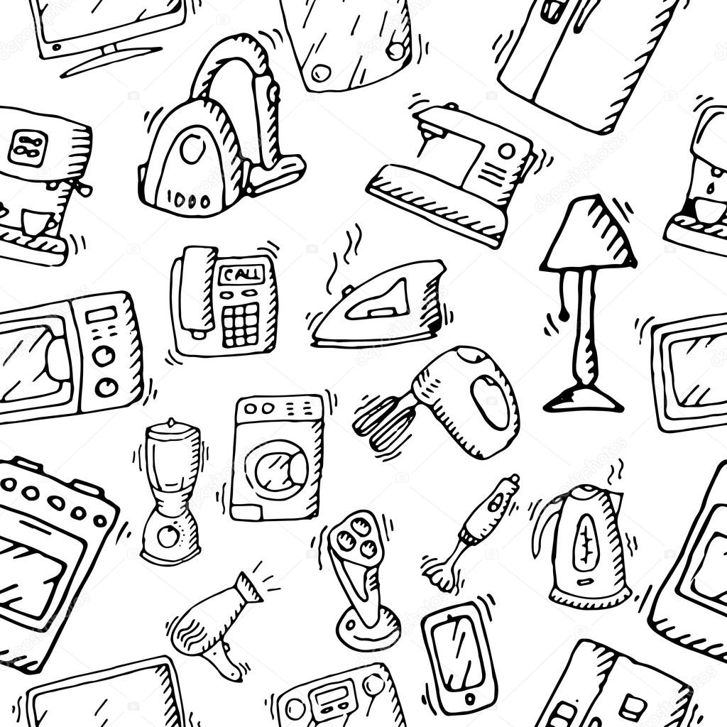 Household appliances and electronic devices icons