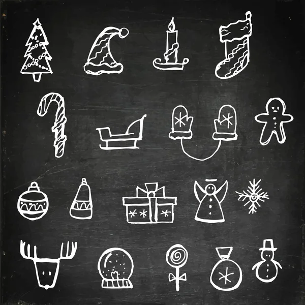 Ensemble d'icônes de Noël. Collection d'objets de vacances. Illustration vectorielle — Image vectorielle
