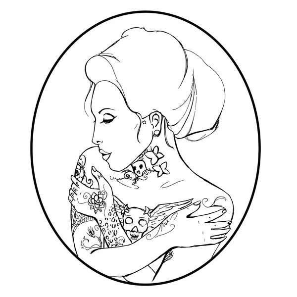 Fille avec tatoo — Image vectorielle