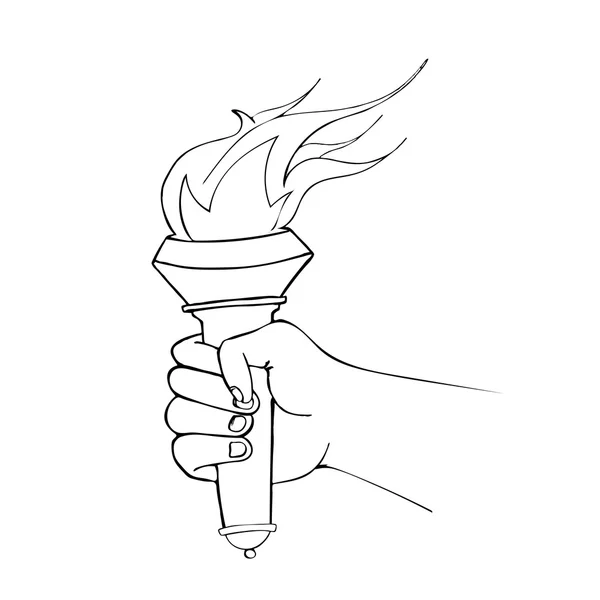 Рука с пылающим факелом — стоковый вектор