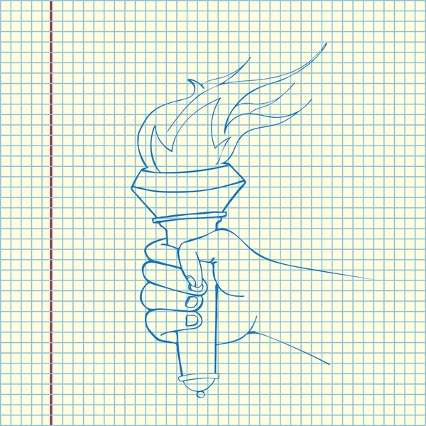 Main avec torche flamboyante — Image vectorielle