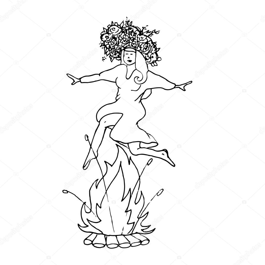 Girl jumping through fire