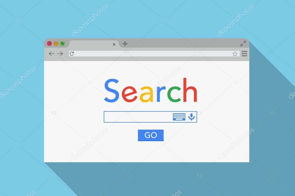 Simple browser window on blue background