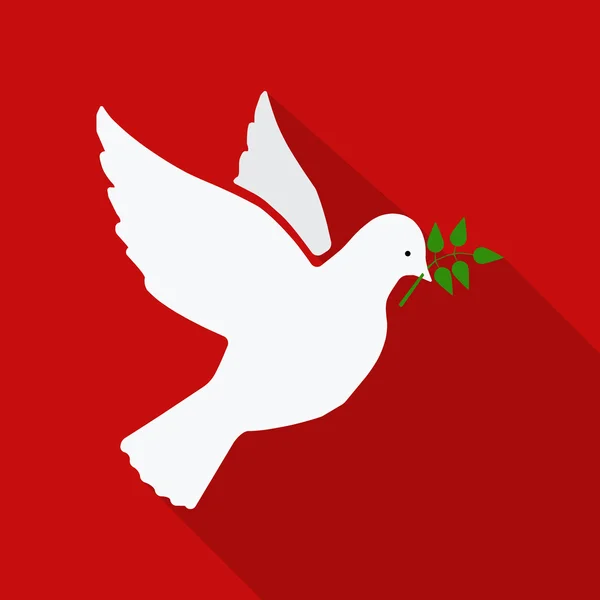 Yeşil dal zeytin ile uçan barış güvercini — Stok Vektör