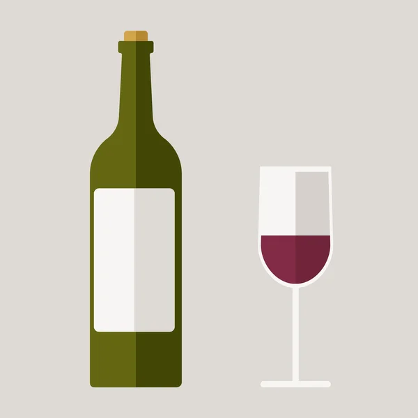 Bouteille de vin rouge et verre — Image vectorielle