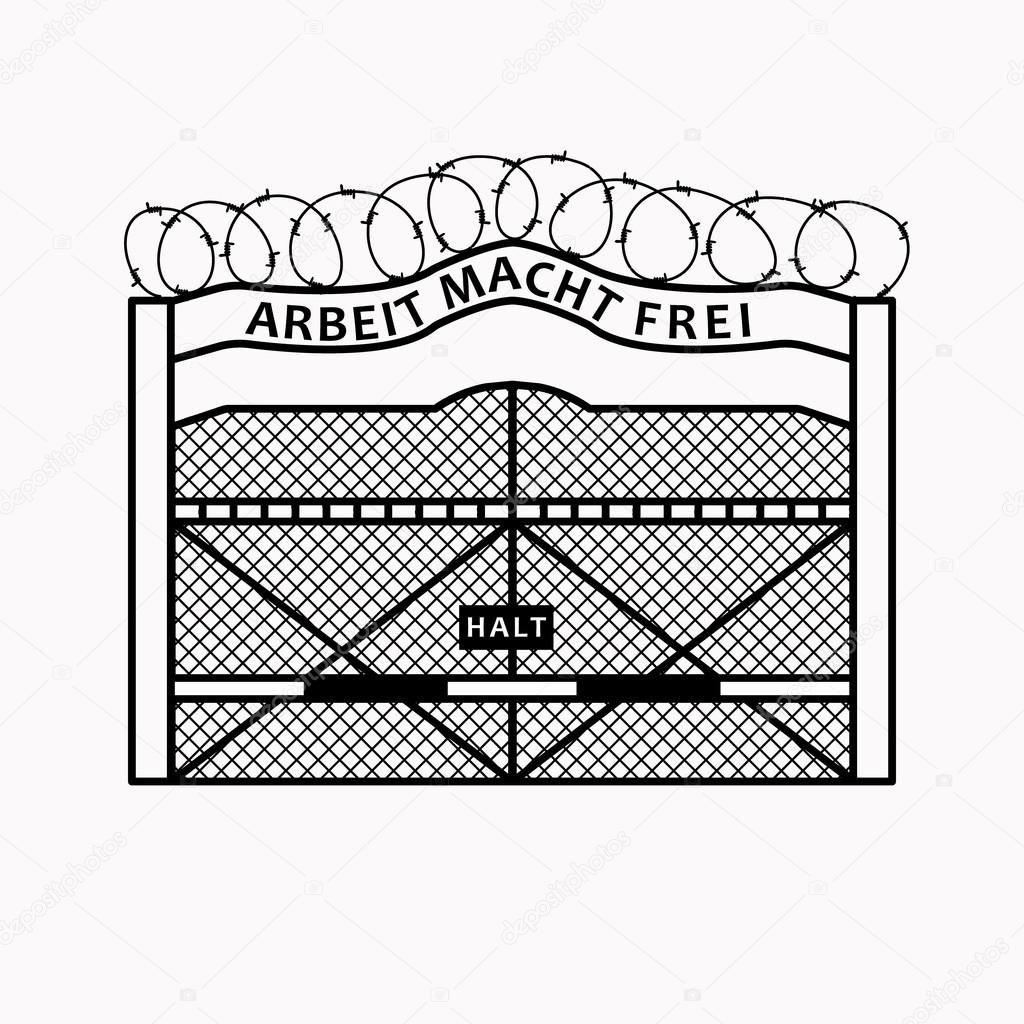 Big gate with barbed wire