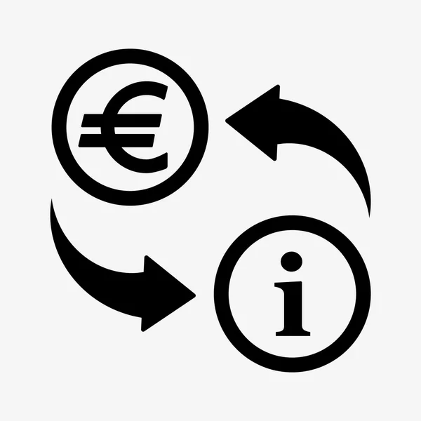 Деньги конвертируют в икону. Евро. Плоский дизайн — стоковый вектор