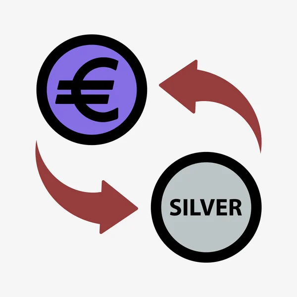 Icono de conversión de dinero. El euro. Estilo de diseño plano — Vector de stock