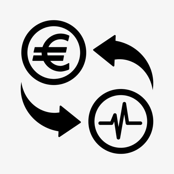 Icono de conversión de dinero. El euro. Estilo de diseño plano — Vector de stock