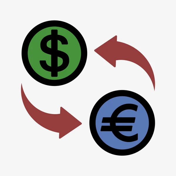 Icono de conversión de dinero. USD. Estilo de diseño plano — Vector de stock