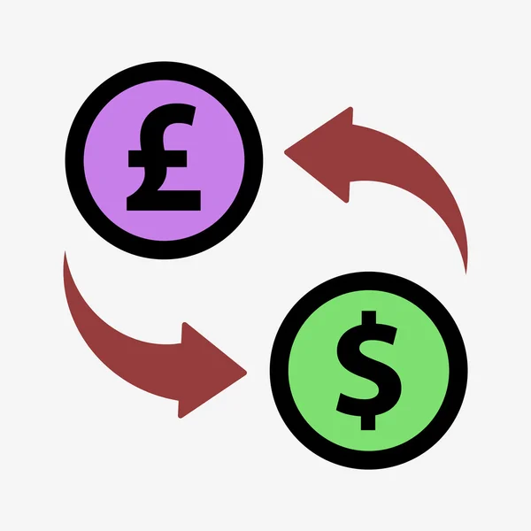 Icono de conversión de dinero. Libra. Estilo de diseño plano — Vector de stock