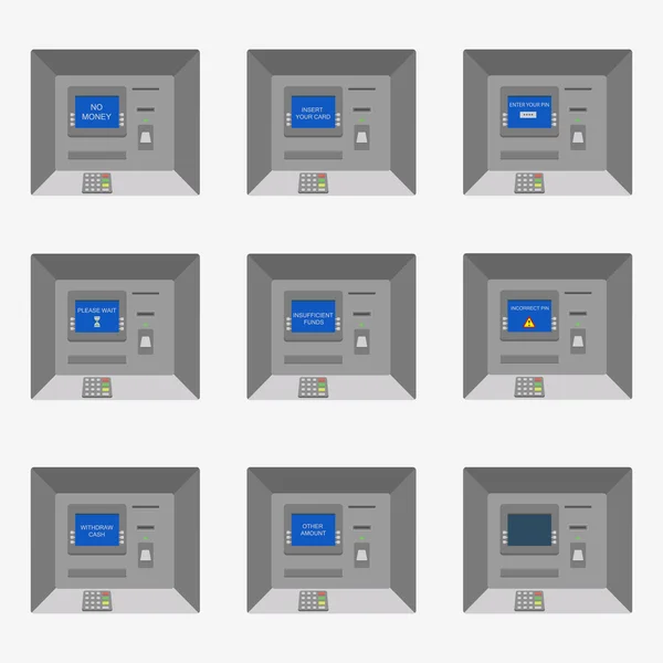 A lapos vektor Atm gép beállítása. — Stock Vector