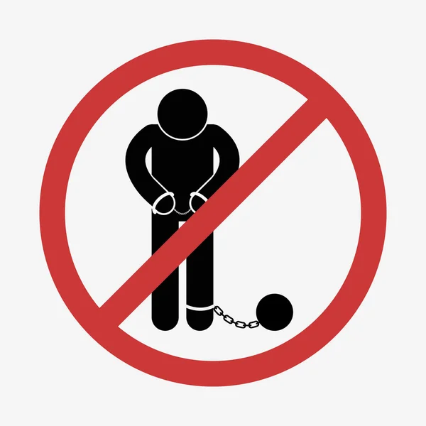 Prisoner with ball on chain icon — Stock Vector