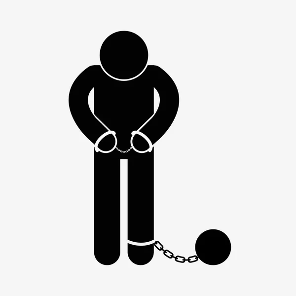 Prisoner with ball on chain icon — Stock Vector