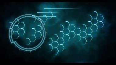 Nebula ile siber punk atmosferi arasında neon ışığı tarafından oluşturulan altıgen ağ 